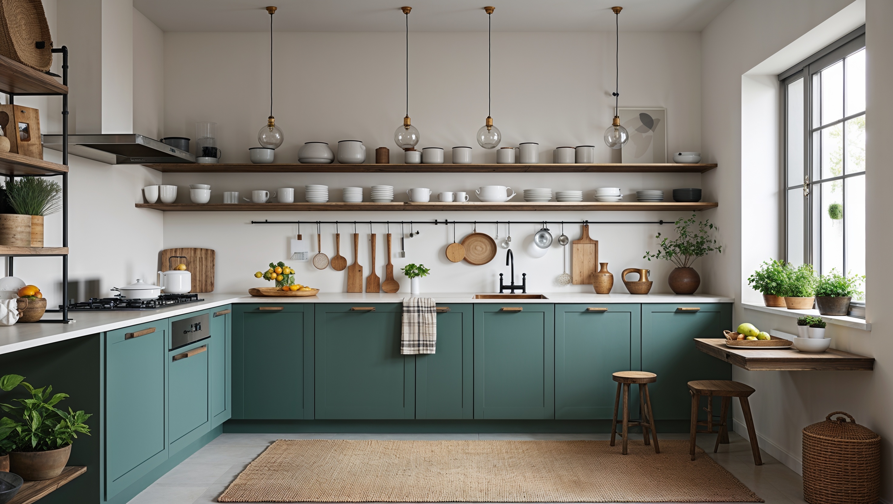 Beautiful modern kitchen with wooden worktops and clean lines